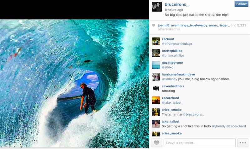 Bruce Irons in the barrel behind John John Florence In Western Australia