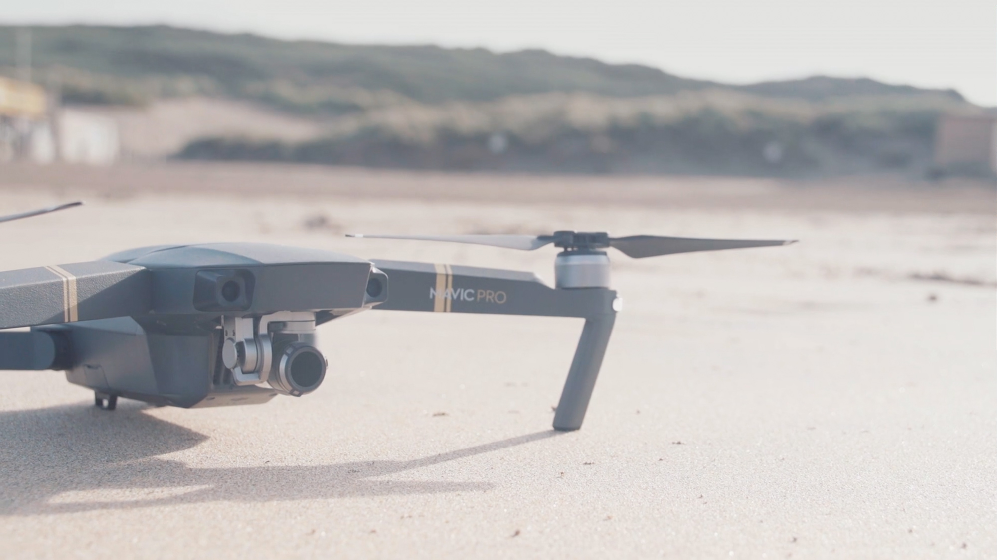 The Mavic Pro seen with an ND filter over the lens.